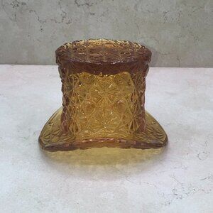 Vintage Fenton Amber Daisy And Button Top Hat Toothpick Holder Amber 1960’s